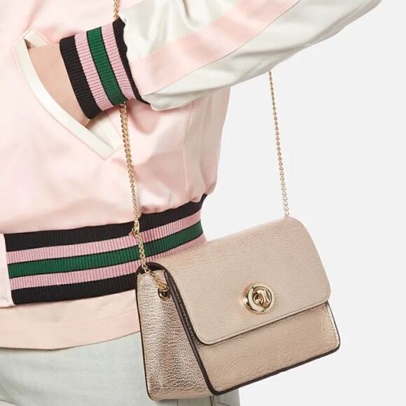 Coach Women's Turnlock Chain Crossbody Leather Bag, Platinum/Gold, NWOT‎ - Picture 16 of 16